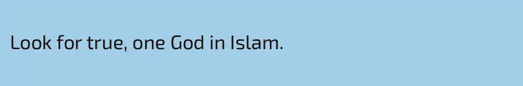 Look for true, one God in Islam.